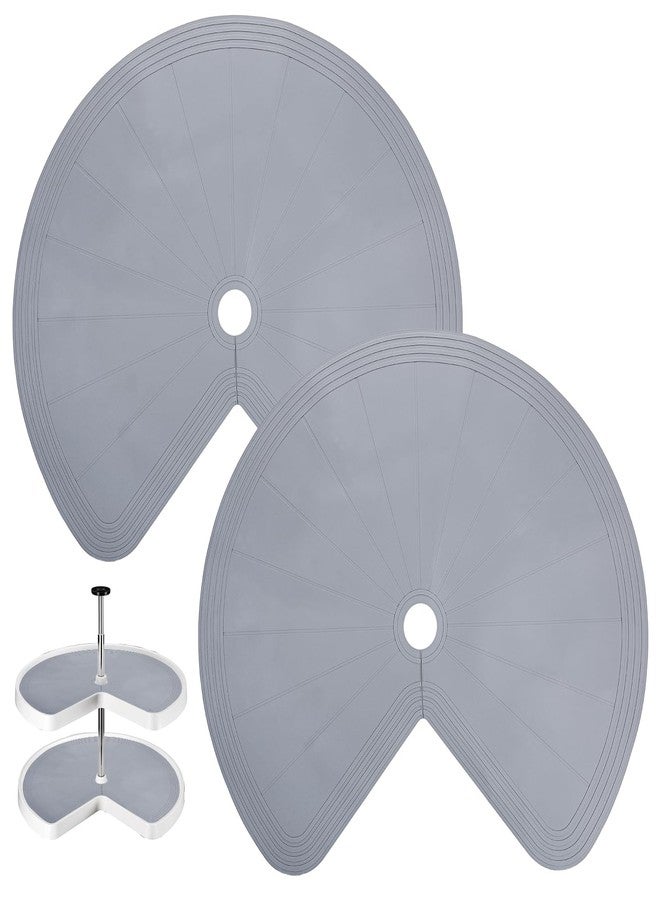 JOUTYFOR 2 Pcs Lazy Susan Cabinet Liner, 27 Inch Non-Slip Silicone Mat for Kitchen Turntables, Heat-Resistant for Added Convenience, Gray - Image 1
